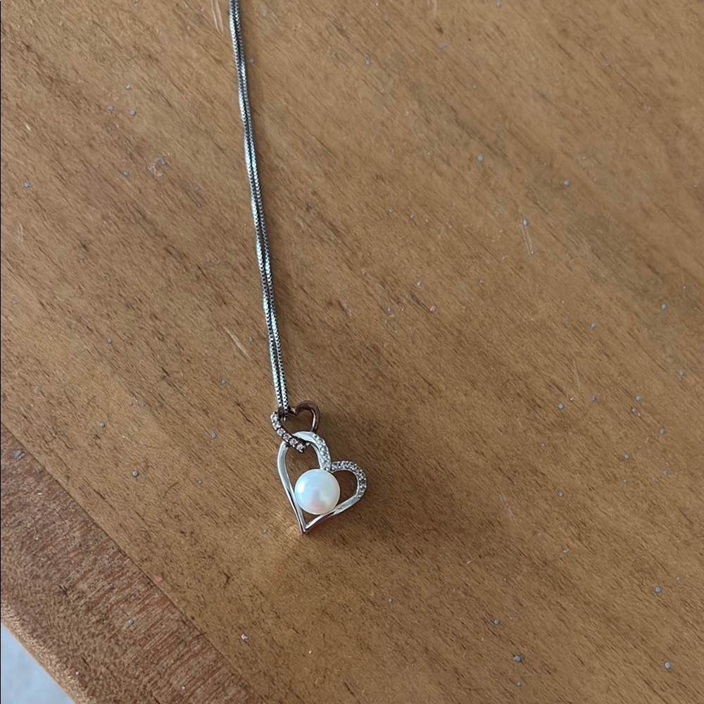 Nordstrom Silver Heart Necklace with Pearl